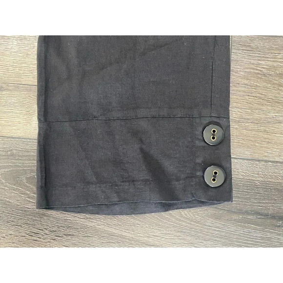 Habitat Pants Wide Leg 100% Linen Button Ankle Black Small S - Picture 2 of 6